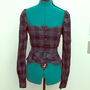 Reformation plaid blouse size 0